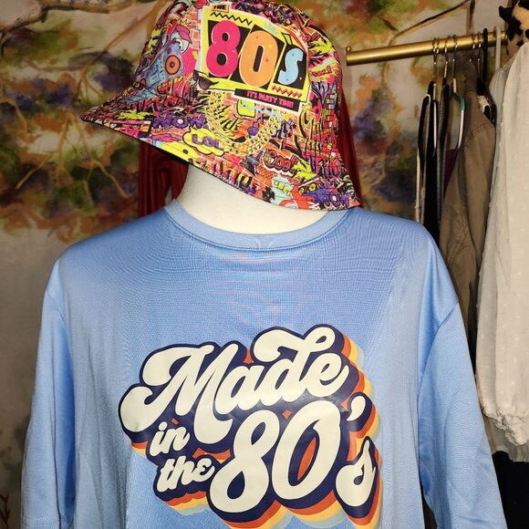 Made In The 80's Costume XL T-Shirt & Bucket Hat Combo - Picture 4 of 5